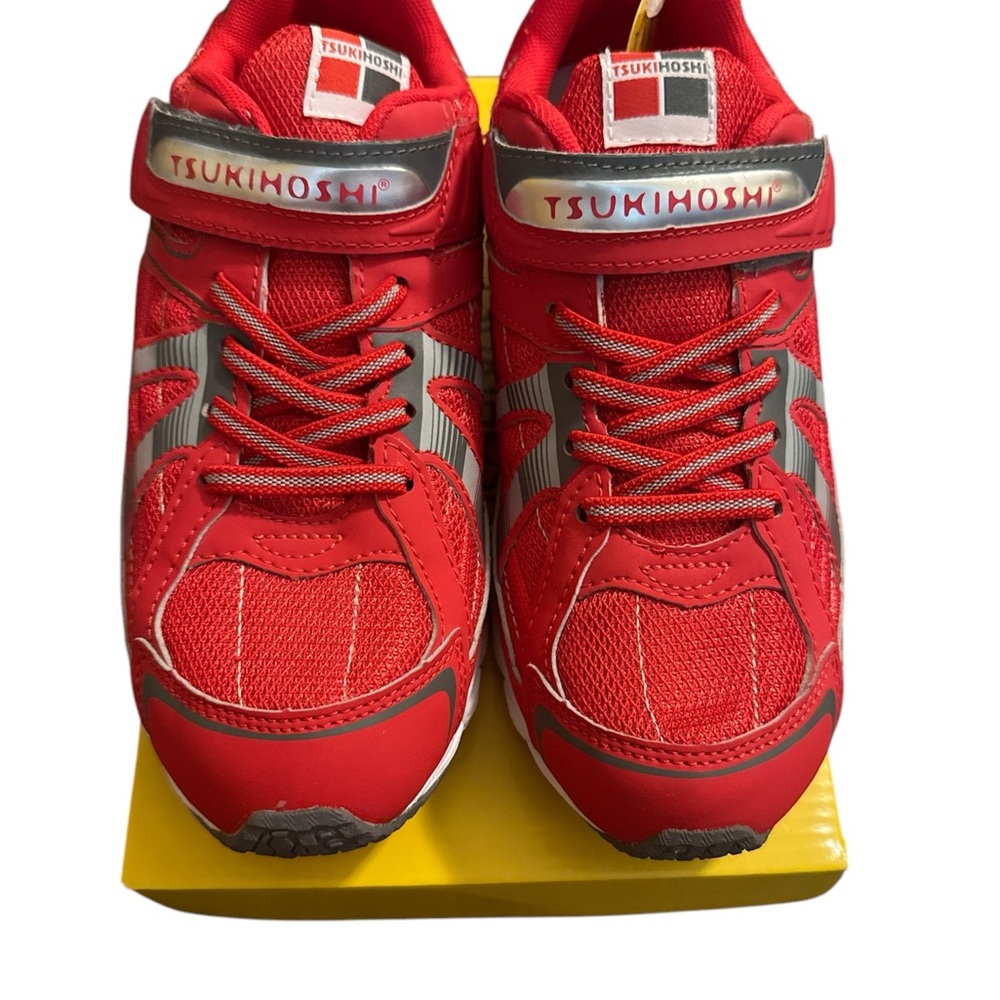 NWT Tsukihoshi Kids Red Velcro Sneakers